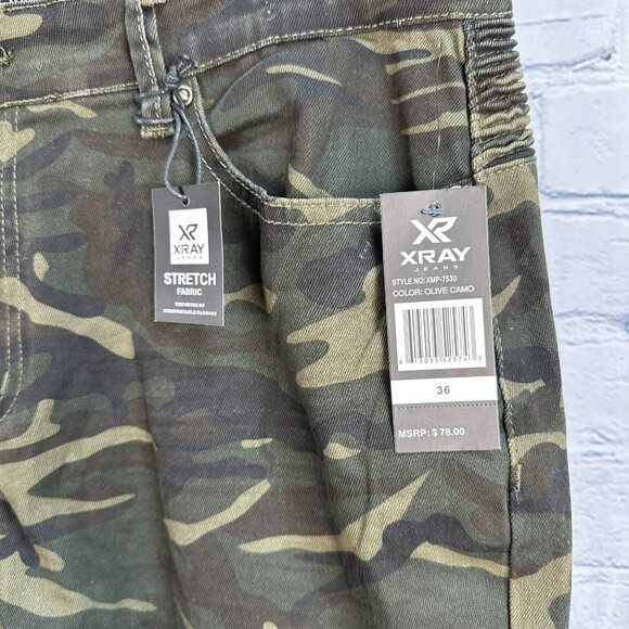XRAY Men's Classic Moto Biker Stretch Jeans, Size W36 x L32, Olive Camo Color - Picture 5 of 16